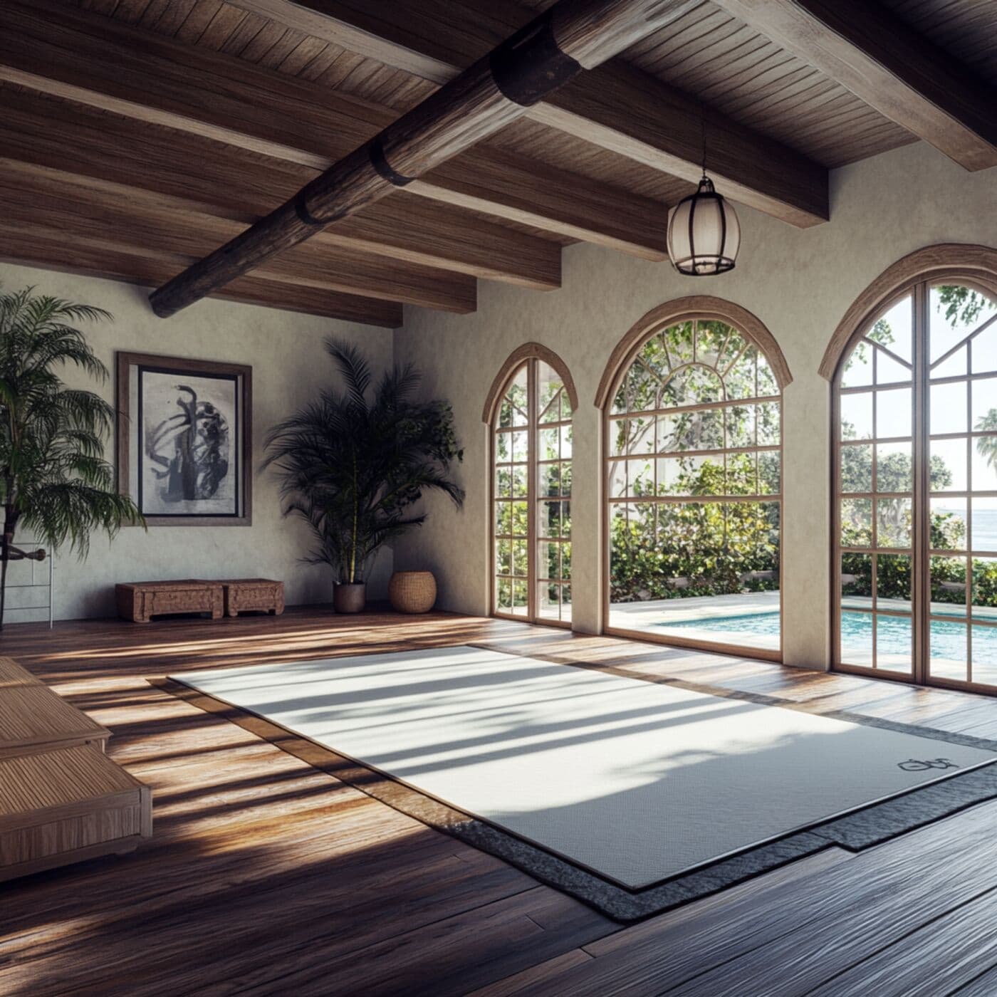 A calm, sunlit private training space